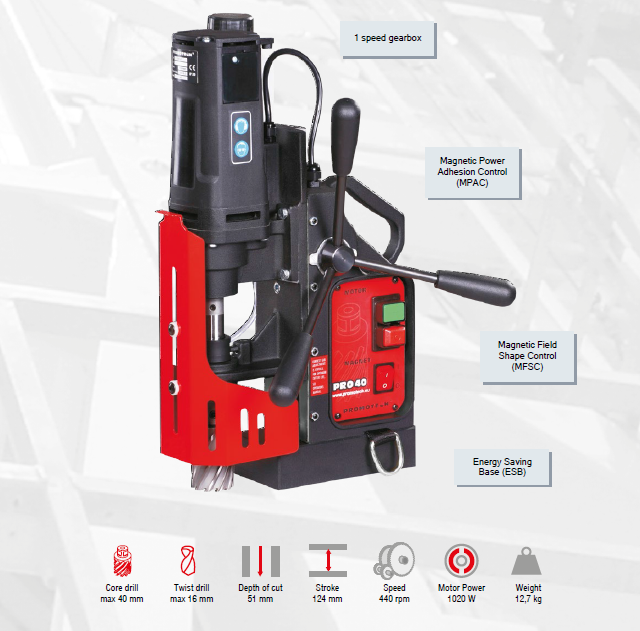 دریل مگنت (مغناطیسی) مدل PRO-40 Practical ساخت پروموتک لهستان