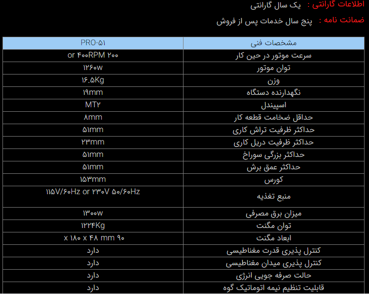 دریل مگنت (مغناطیسی) مدل PRO-51 ساخت پروموتک لهستان