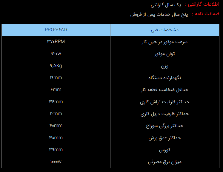 دریل مگنت (مغناطیسی) مدل PRO-36 AD ساخت پروموتک لهستان