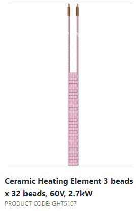 المنت گرمایش سرامیکی 3 مهره x 32 مهره، 60 ولت، 2.7 کیلو وات