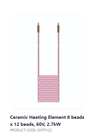 المنت گرمایش سرامیکی 3 مهره x 32 مهره، 60 ولت، 2.7 کیلو وات